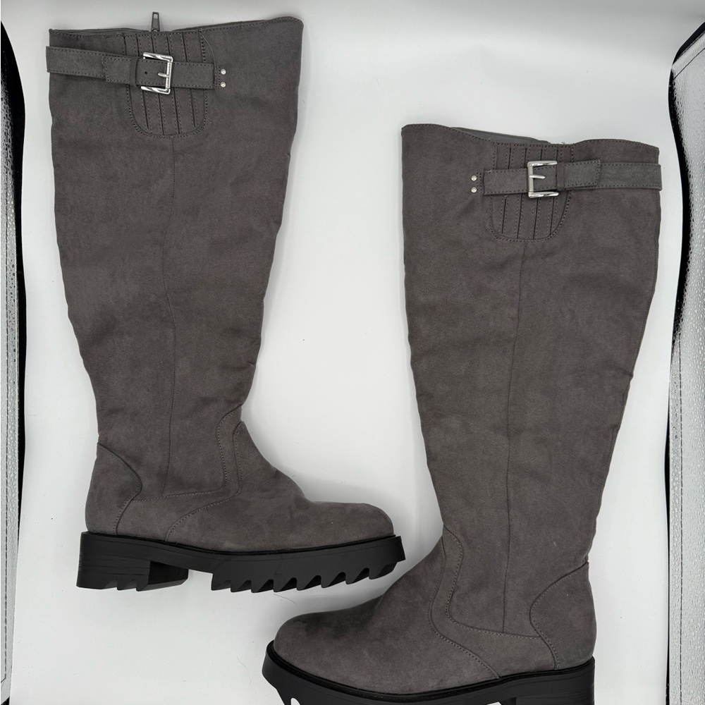 JustFab Charcoal Over the Knee Boots